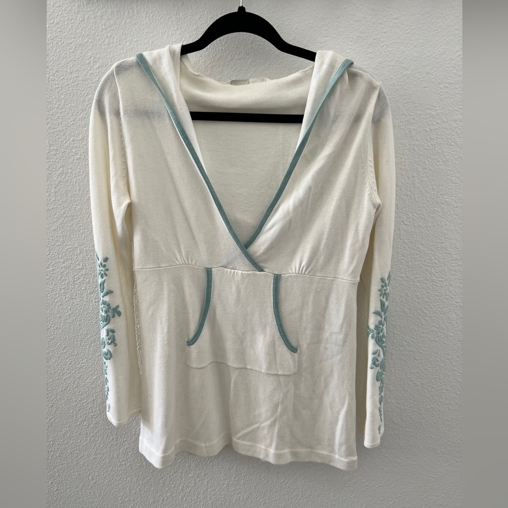 Athleta Hoodie with Blue Embroidery on Sleeves